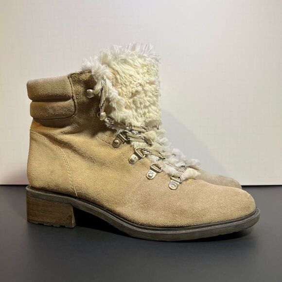 Womens SAM EDELMAN Darrah 2 Tan Suede Lace Up Hiker Snow Boots / Size 8 - Picture 1 of 11